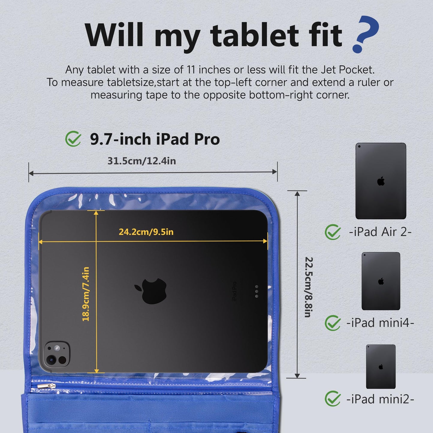 Airplane Pocket Organizer with Tray Table Cover,Portable In Flight Seat Back Organizer & Storage Bag, Commuter Essential Travel Bag Travel Accessories for Flying,Blue (Blue)