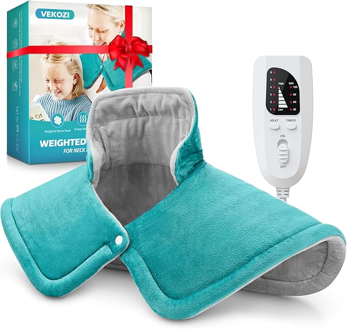Heating Pad for Neck and Shoulders and Back, Christmas Birthday Gifts for Women Mom Wife Men Dad, Mothers Day Gifts, Weighted Neck and Shoulder Heating Pads, 6 Heat Settings 4 Auto-Off,17