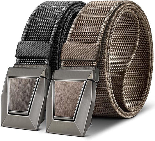 BULLIANT Men Belt 2 Pack,Nylon Web Holster Belt Stretch for Gift Men Outdoor Work Sports Hunting Hiking,Quick Release