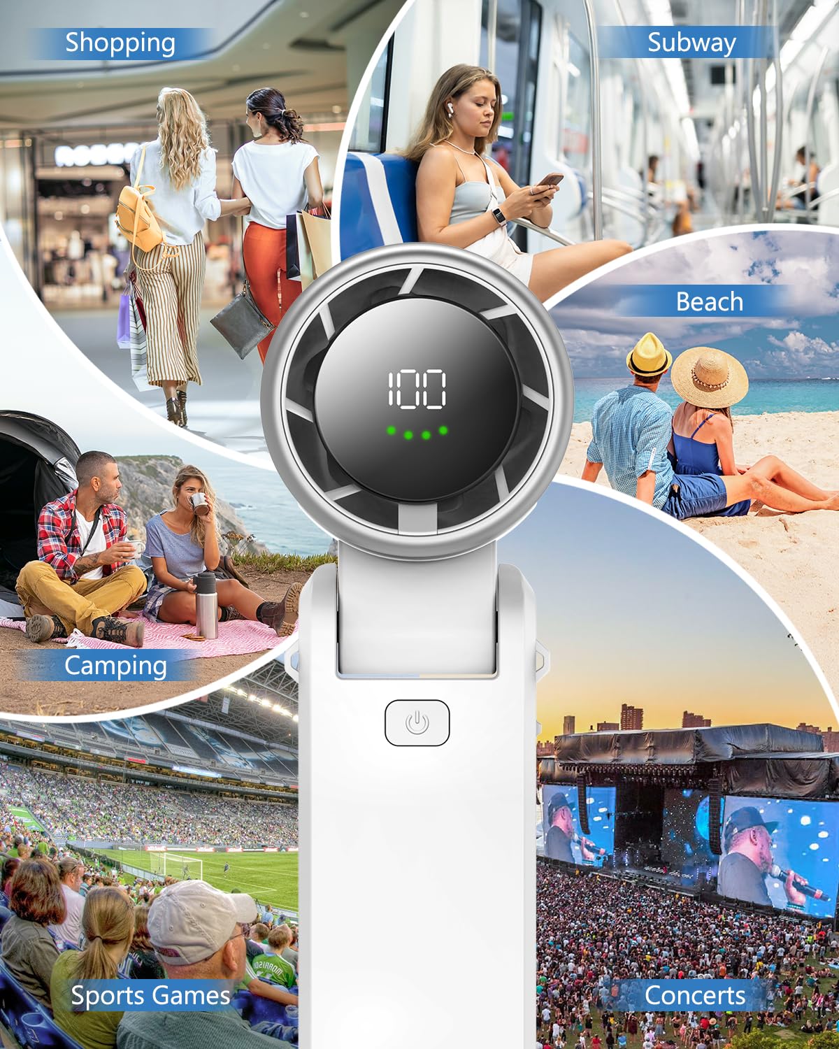 Portable Handheld Turbo Fan, Stepless 100 Gear Wind Rechargeable Personal Hand Fan, 5000mAh Handheld High Speed Fann with Air Turbo Tech, 3 IN 1 Pocket Fans Travel Fans for Outdoor/Indoor Activities