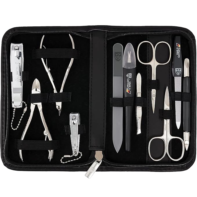 3 Swords Germany – Manicure Pedicure kit Set with Genuine Leather case - Made in Solingen/Germany