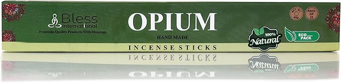 Bless-Opium 100%-Natural-Handmade-Hand-Dipped-Incense-Sticks Organic-Chemicals-Charcoal-Free Purification-Relaxation-Positivity-Yoga-Meditation Best-Woods-Scent (25 Sticks (1.4 OZ))