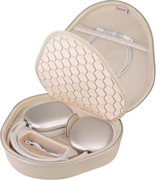 BOVKE Hard Carrying Case with Sleep Mode for Apple AirPods Max Wireless Over-Ear Headphones, AirPods Max Protective Portable Storage Bag with Mesh Pocket for USB-C Charging Cables, Starlight