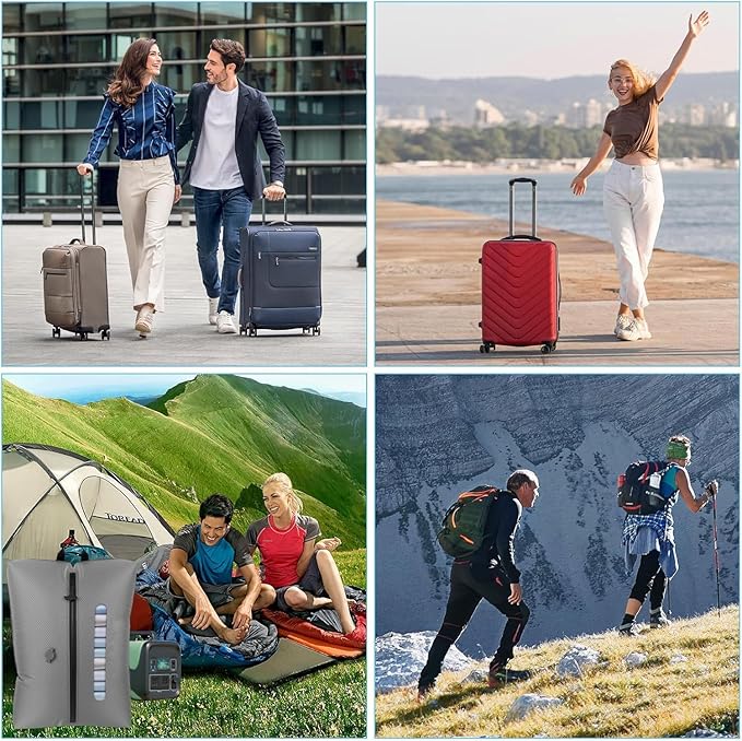 2025 Vacuum Bags for Travel with See-Through Window Space Saver Vacuum Seal Bags for Clothing Travel IP67 Reusable Packing Organizers for Luggage, Backpack, Suitcase Grey 1PC+No Pump