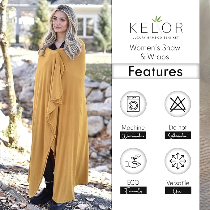 K E L O R Luxury Cooling Travel Blanket - Stretchy, Lightweight Soft & Breathable Shawl Wraps for Women
