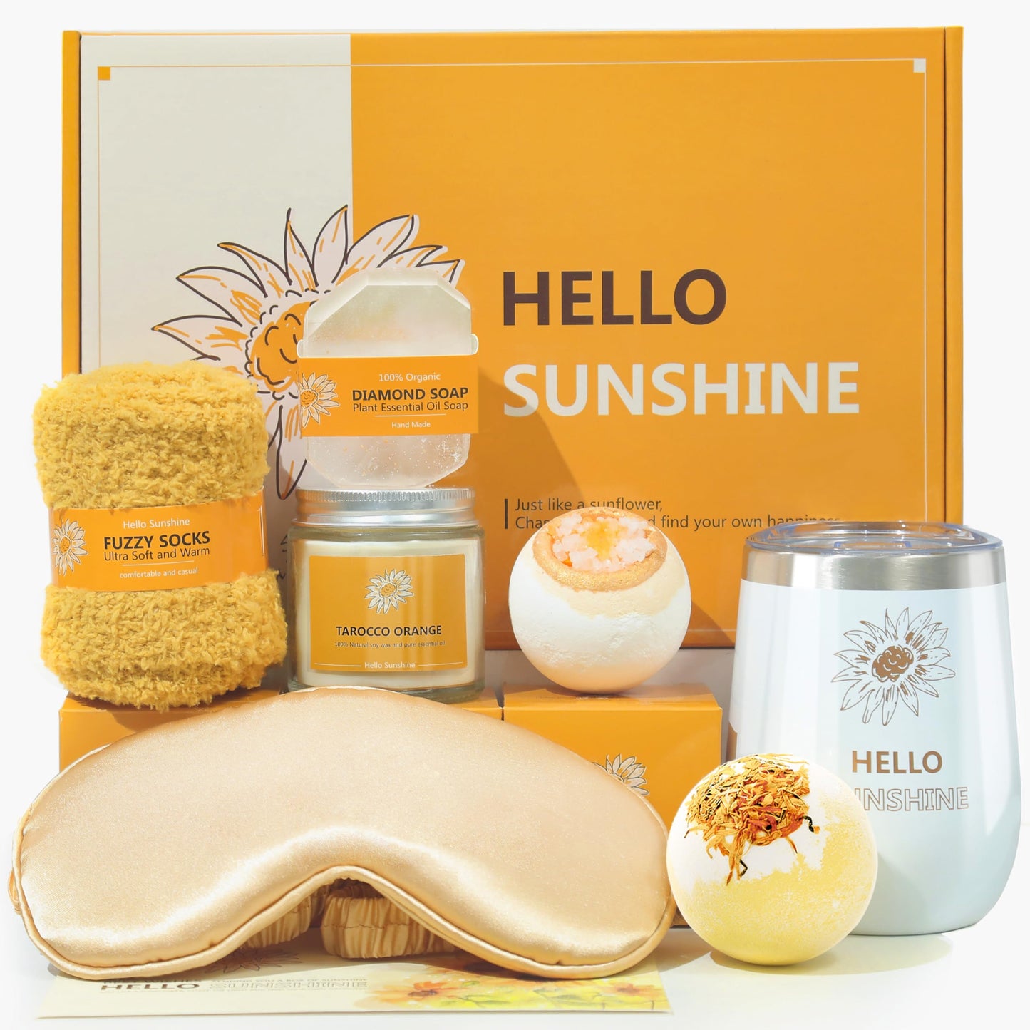Birthday Gifts for Women, Spa Care Package Gifts Basket Unique, Sunshine Get Well Soon Sunflower Presents Gift Box Set for Women Mom Sister Best Friend Teacher