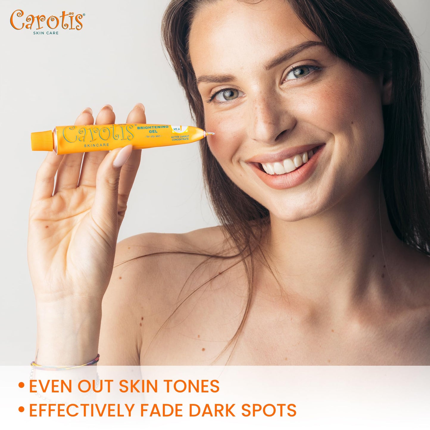 CAROTÏS Brightening Gel | 30g / 1 fl oz | Fade Dark Spots on: Face Armpit, Body Knees, Feet, Hands, & Even Out Skin Tone | with Carrot Oil and Alpha Arbutin, For