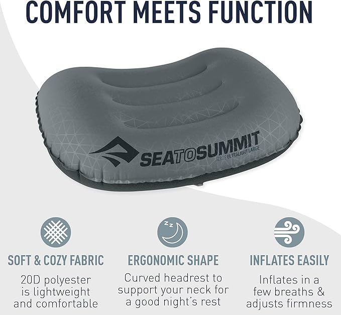 Sea to Summit Aeros Ultralight Inflatable Camping and Travel Pillow, Deluxe (22 x 14), Aqua