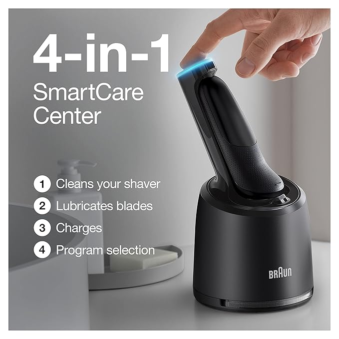 Braun Series 7 7075cc Electric Razor for Men with SmartCare Center, Beard Trimmer, Wet & Dry, Rechargeable, Cordless Foil Shaver, Black