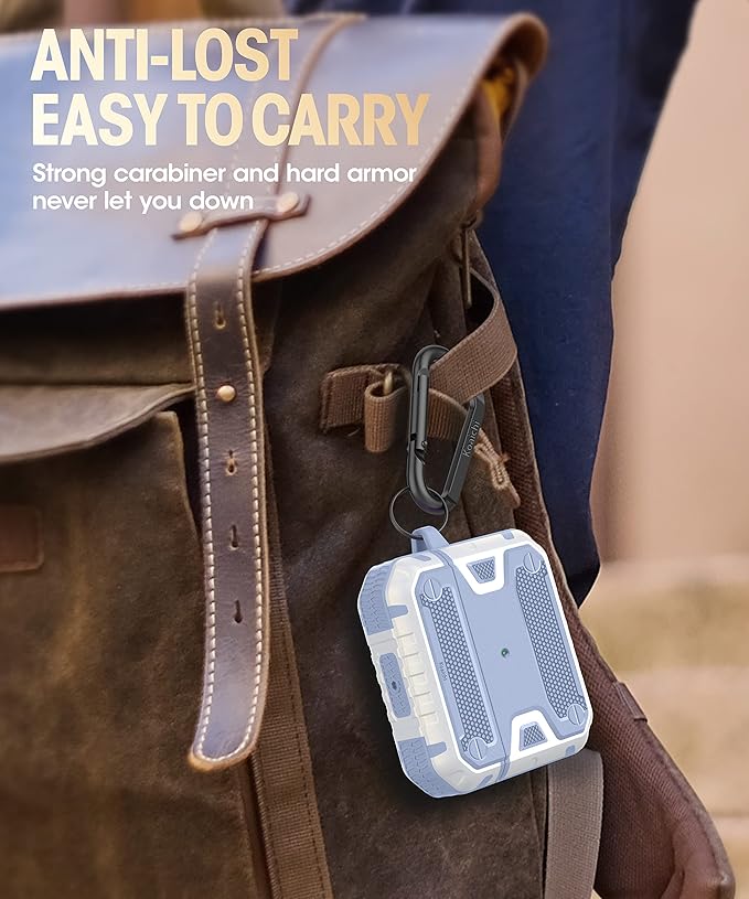Koaichi Compatible with AirPods 3rd Generation Case(2021), Full-Body Rugged Hard Shell Protective Case Cover with Keychain, Denim Blue/White