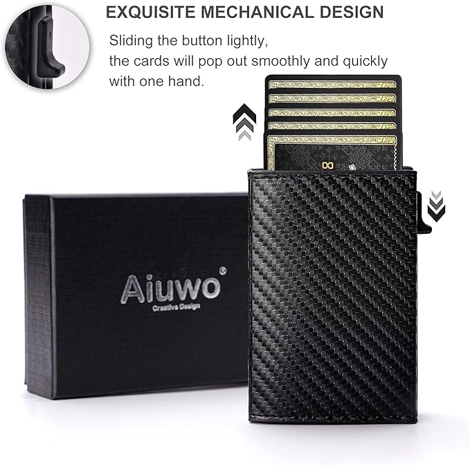 Aiuwo Wallet for Men,Mens Wallet Card Holder,Smart,Slim,Minimalist Wallet,Credit Cards Holder RFID Blocking Wallet (Card Wallet, Carbon Fiber)