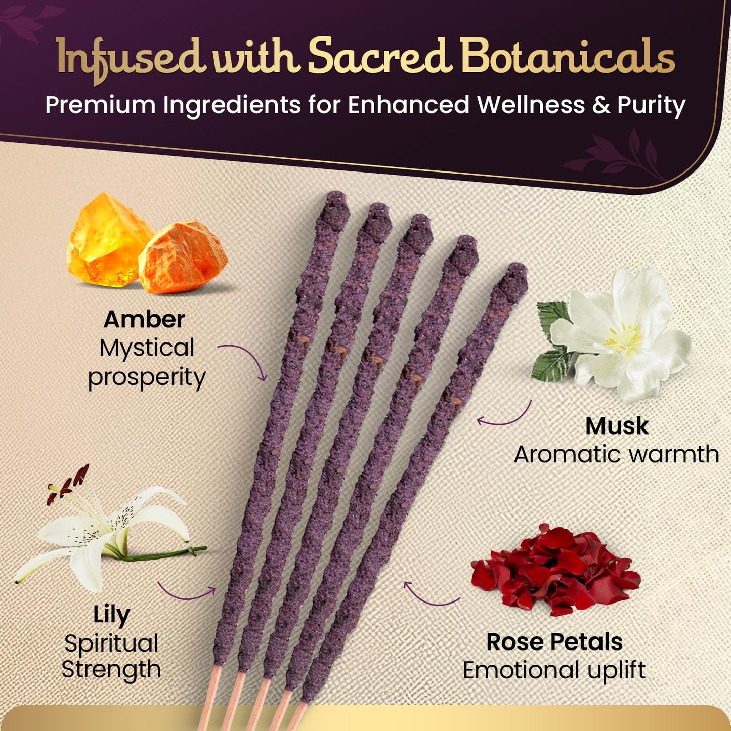 Sagrada Madre - 8 Extra-Durable Maha Masala Incense Sticks - 9” Long Handmade & Thick Aromatherapy Sticks with Rose Petals & Essential Oils for Meditation & Spiritual Harmony - 1 Hour Burn Time