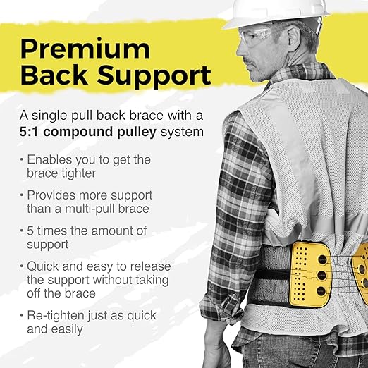 Adjustable Back Brace with 5-to-1 Compression Pulley System for Lumbar Support & Back Pain - Immediate Relief from Sciatica, Scoliosis, Bulging/Herniated Disc - Lightweight/Breathable, Small