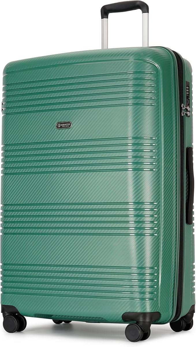 29 Inch Large Checked Luggage Expandable Hard Shell Suitcase with Spinner Wheels TSA Lock for Travel, 29inch, Green