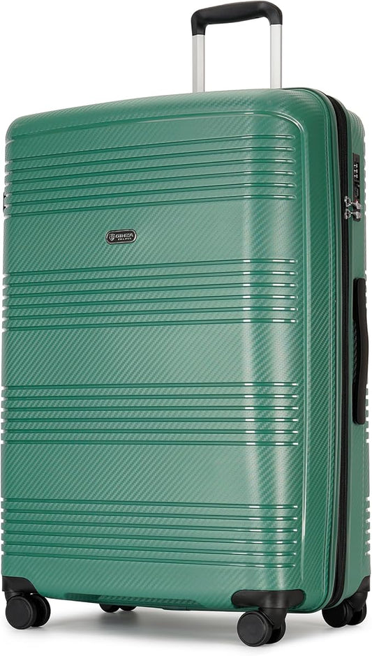29 Inch Large Checked Luggage Expandable Hard Shell Suitcase with Spinner Wheels TSA Lock for Travel, 29inch, Green