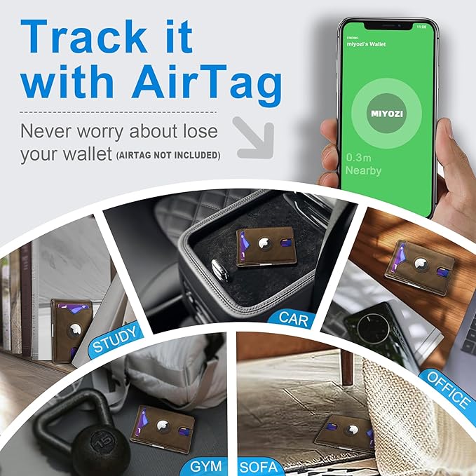 Airtag Wallet for Men,with Money Clip 11 Cards Slim Front Pocket Leather RFID Blocking Wallet with Gift Box