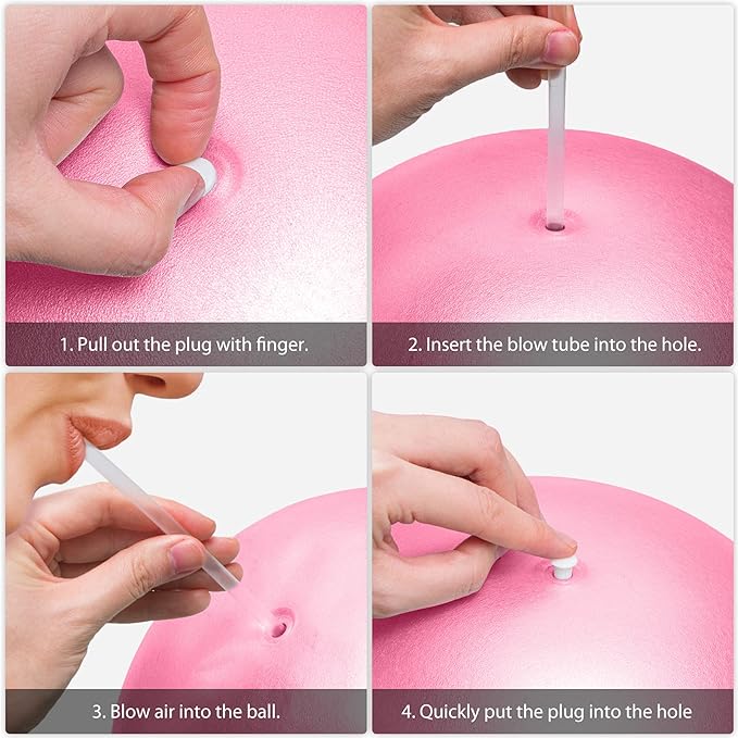 Cikyner Soft Pilates Ball, Small Exercise Ball 9 Inch Mini Gym Ball with Inflatable Straw, Suitable for Pilates, Yoga, Full Body Training, Physical Therapy and Balance improving at Home, Gym & Office