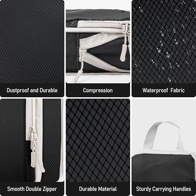 4-Piece Packing Cube Set - Lightweight Luggage Organizers for Travel, Vacation and Suitcases - Durable Accessories with Compression