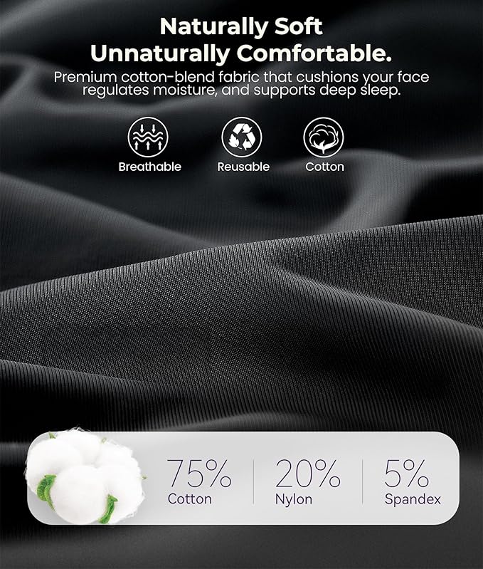 MUSICOZY 3D Bluetooth Sleep Mask with Headphones and Timer, Wireless Sleep Headphones for Side Sleepers, Eye Mask with Bluetooth Headphone, Black