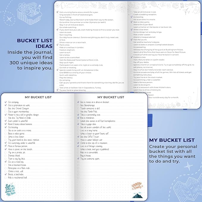 Clever Fox Bucket List Journal – Inspirational Book for Memories & Adventures – Motivational Bucket List Notebook for Couples, A5 (Mystic Blue)