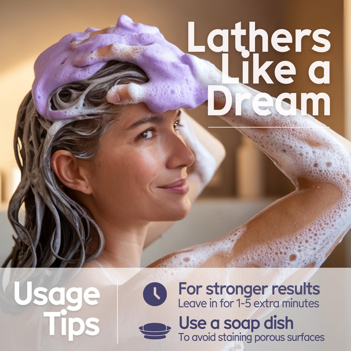 Arista Purple Shampoo Bar, Amla Fruit Powder, Purple Toner & Castor Oil, Moisturizing & Plastic Free Hair Soap, Sulfate Free Solid Shampoo Puck for Grey Hair