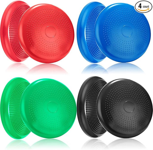 Jerify 4 Pcs Wiggle Seat Flexible Inflated Wobble Cushion Stability Balance Pad Balance Disc Sensory Seat for Men Women Fitness Physical Exercise Improving Posture Home Office