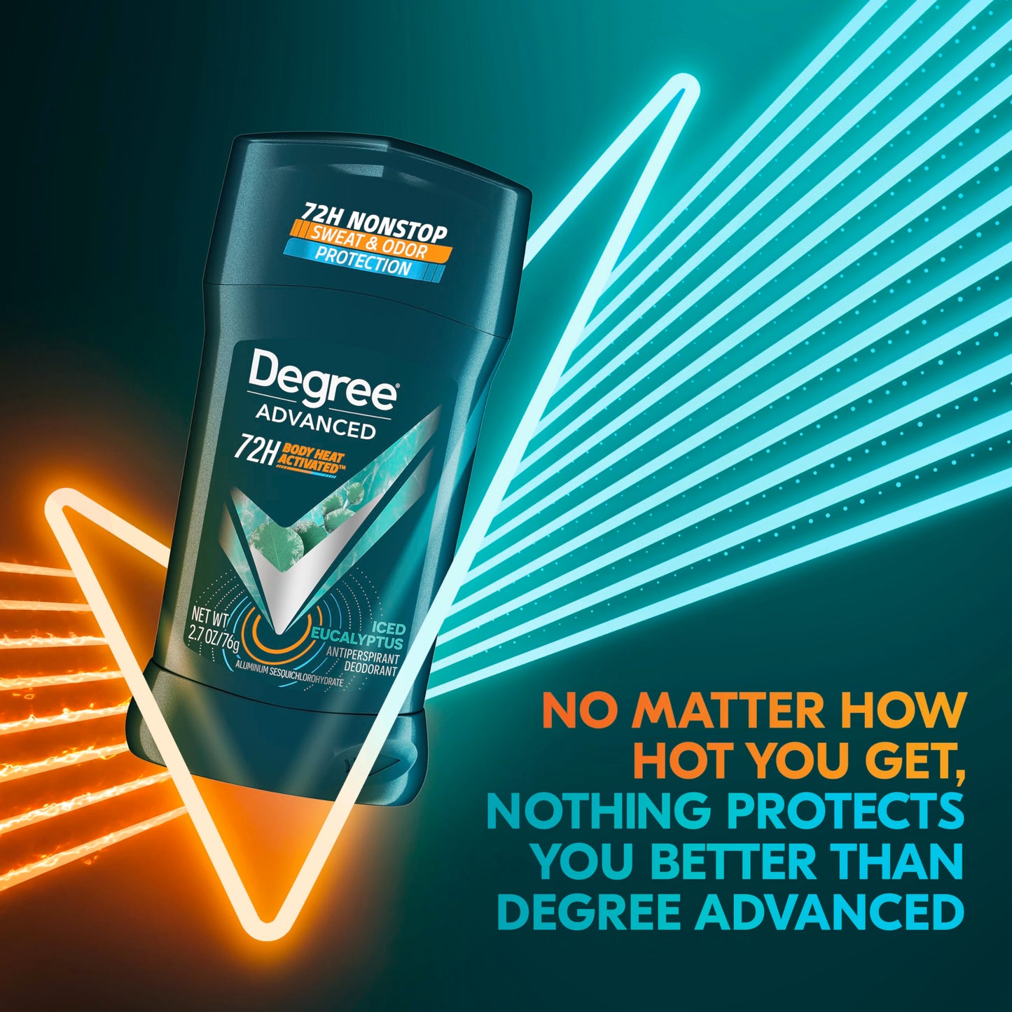 Degree Men Advanced Antiperspirant Deodorant Stick Ice Eucalyptus 4 Count 72-Hour Sweat and Odor Protection Deodorant for Men with Body Heat Activated Technology 2.7 oz