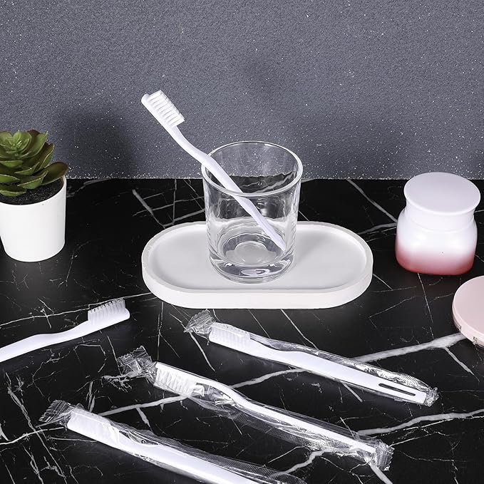200 Pack Individually Wrapped Disposable Toothbrush Bulk, Soft Bristle Travel Toothbrush for Adults, Hotels, Travel, Donation, White