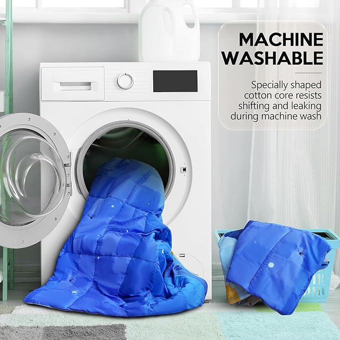 Camping Blanket, 2-in-1 Wearable Puffy Camping Blanket with Hood & Snap Buttons Waterproof Lightweight Travel Blanket Converts to Pillow for Backpacking, Beach, Picnics, Stadium (Mountains)