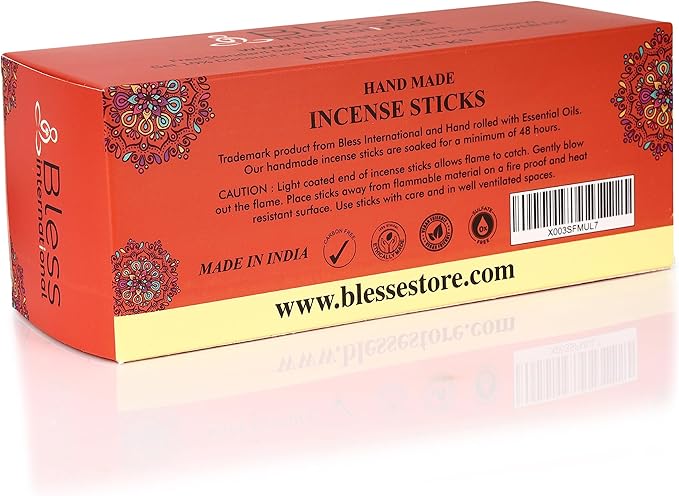 Bless-Musk 100%-Natural-Handmade-Hand-Dipped-Incense-Sticks Organic-Chemicals-Charcoal-Free Purification-Relaxation-Positivity-Yoga-Meditation Best-Woods-Scent (500 Sticks(26 OZ))