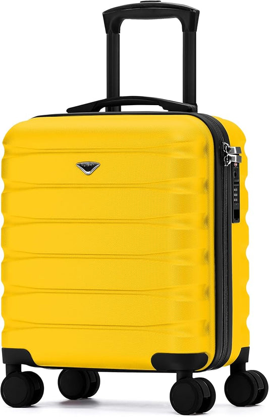 Carry On Suitcase Hardside Built In TSA Lock & USB Port Silent Double Spinner Wheels Maximum Underseat Carry-On Bag For American & United Approved Airlines( 18x14x8" ,Yellow )
