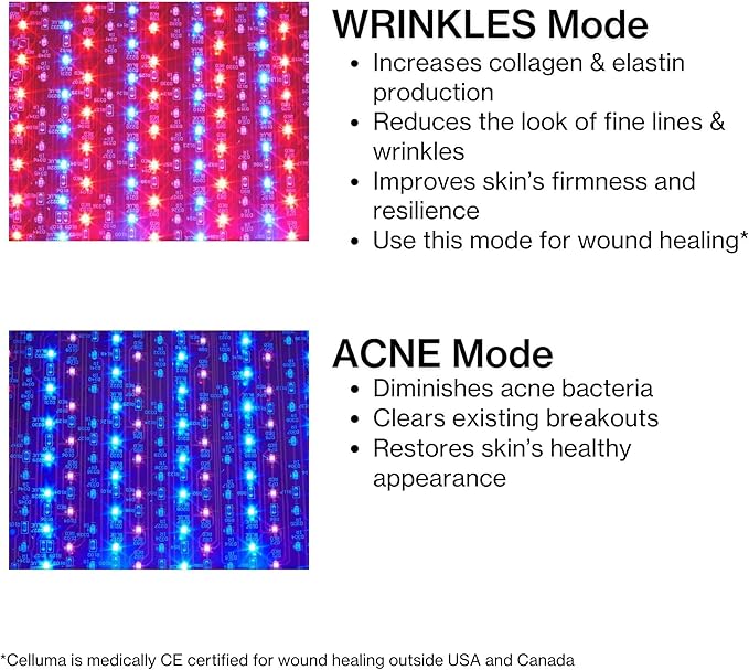 Celluma FACE | LED Light Thearapy with Rechargeable Battery Version | 2-Modes of Treatmentsfor Acne and Anti-Wrinkles