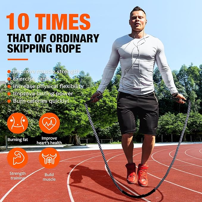 Jump Rope, Weighted Jump Rope for Fitness, Heavy Skipping Ropes for Men Women Kids, Home Gym Workout Equipment Set, Suitable for Boxing, Cardio, Training Muscles, Full Body Exercise Weight Loss at Home