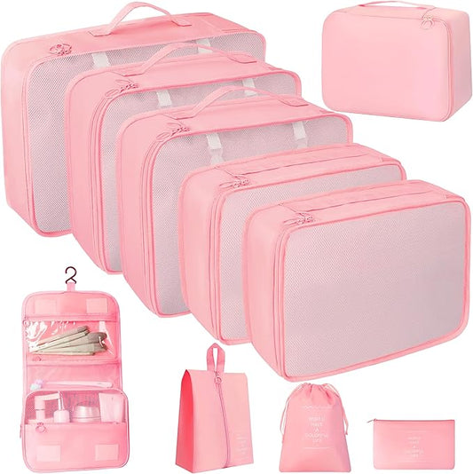 10 Pcs Set Packing Cubes - Travel Packing Organizers, Expandable Suitcase Organizer, Luggage Organizer Bags