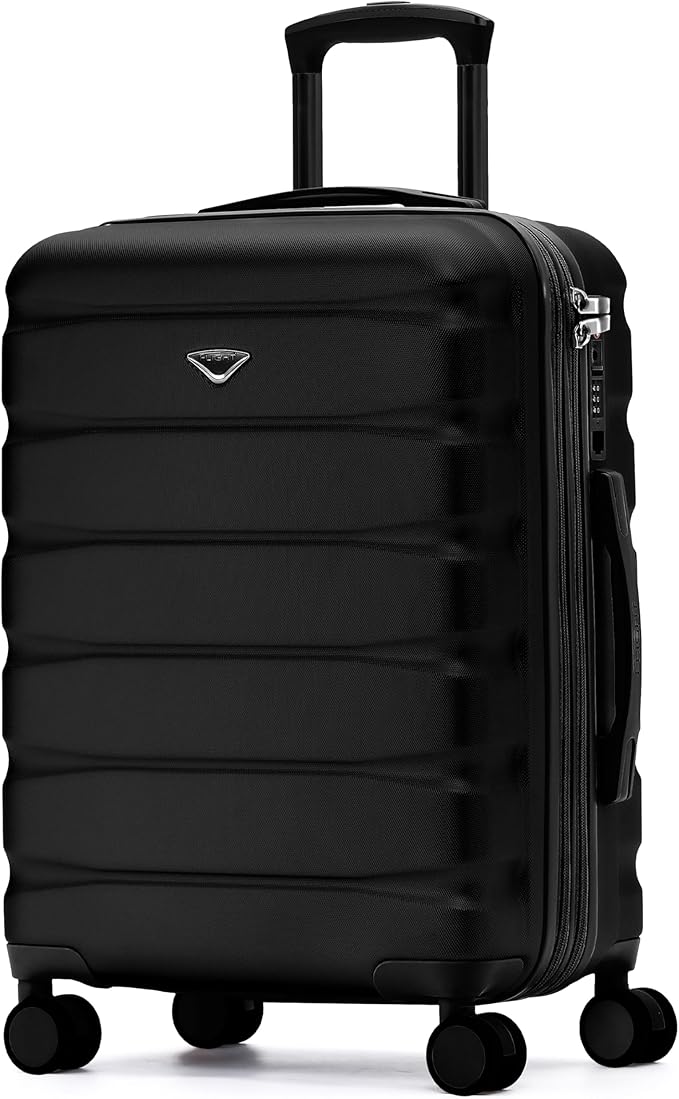 Carry On Suitcase Hardside TSA Lock & USB Port Silent Double Spinner Wheels Maximum Overhead Carry-On Bag Approved For Many Airlines( 22x18x10" ,Black )
