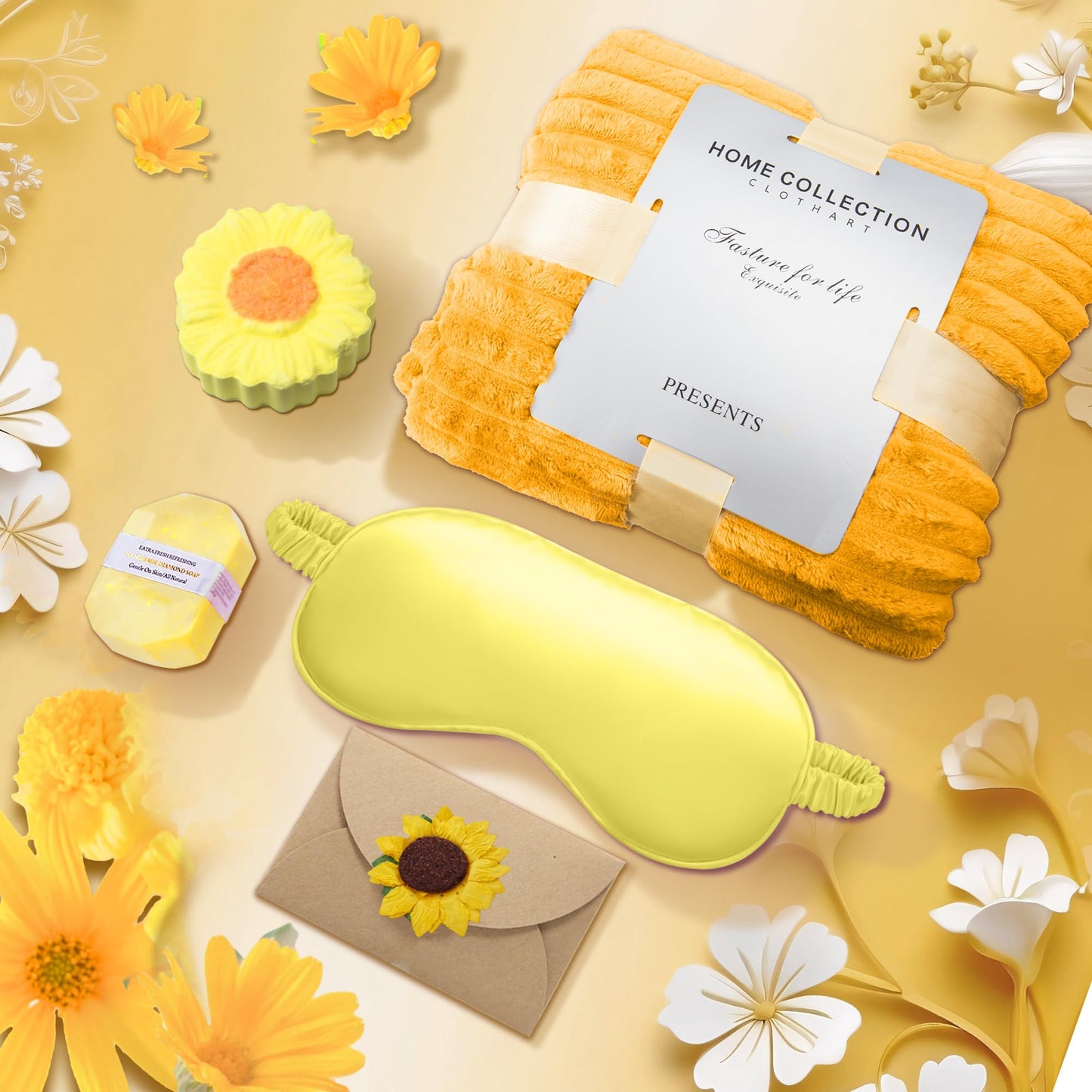 Mzoyell Get Well Soon Gift Baskets for Women, Get Well Gifts for Women After Surgery Care Package 9pc, Self Care Gift Set, Thinking of You Feel Better Gift Box for Sick Friend(Sunflower Gifts)