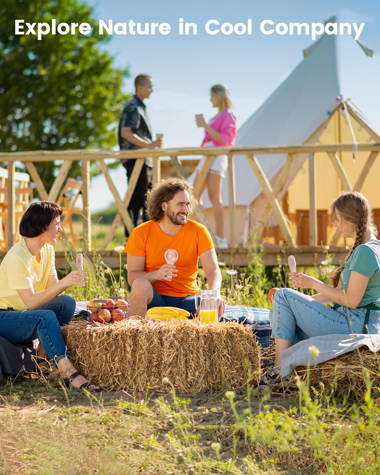 Edvision Portable Mini Fan - Powerful Personal Handheld Fan with 3 Speeds, Cute and Small, USB Rechargeable for Travel/Lash/Makeup/Outdoor/Home, Pink