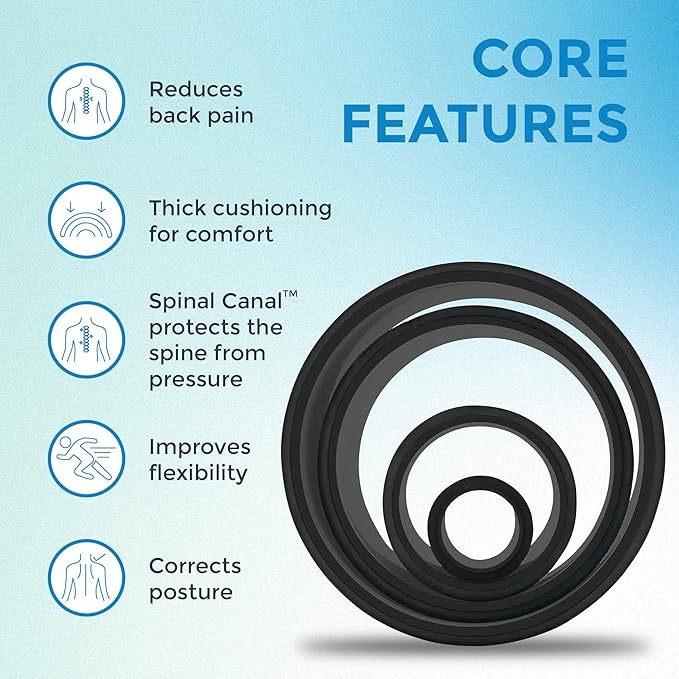 Chirp Wheel Foam Roller – Targeted Back & Neck Relief, Lumbar Spine Stretcher, Spinal Decompression Back Stretcher, Massage Roller with Density Foam for Physical Therapy, Supports 500lbs, 4-Pack Black