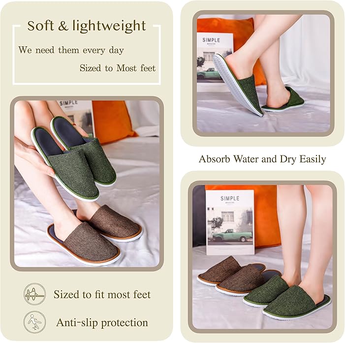 6-10 Pairs Spa Slippers, Non Slip Disposable Slippers For Guest, Washable Reusable, Which Can Be Used As Women Men, House, Indoor, Bathroom, Bedroom, Hotel, Bride Slippers