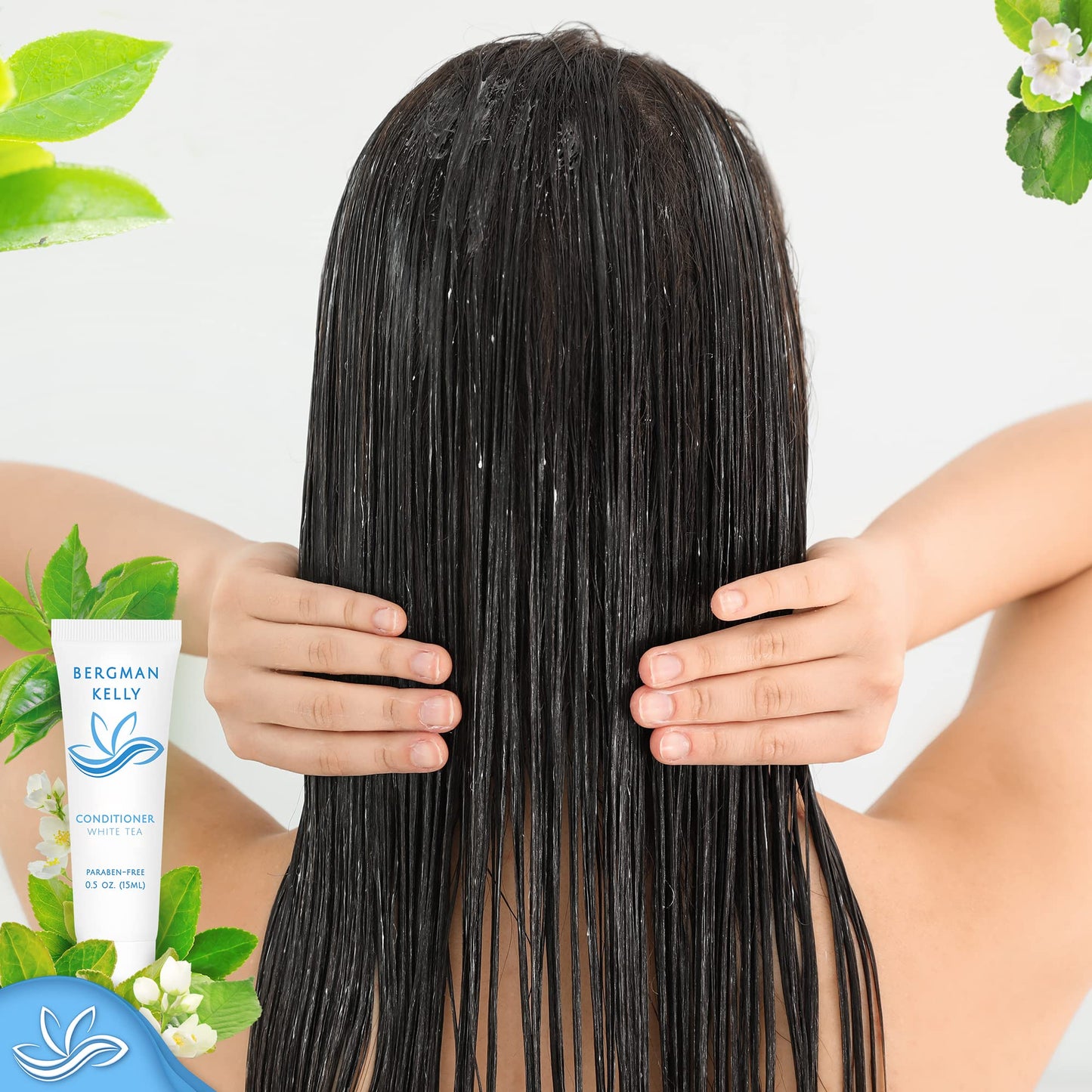 Bergman Kelly - Travel Shampoo and Conditioner Set - 0.5 fl oz, 100 Pieces, White Tea - Delight Your Guests with Revitalizing and Refreshing Hotel Toiletries and Guest Hospitality in Bulk