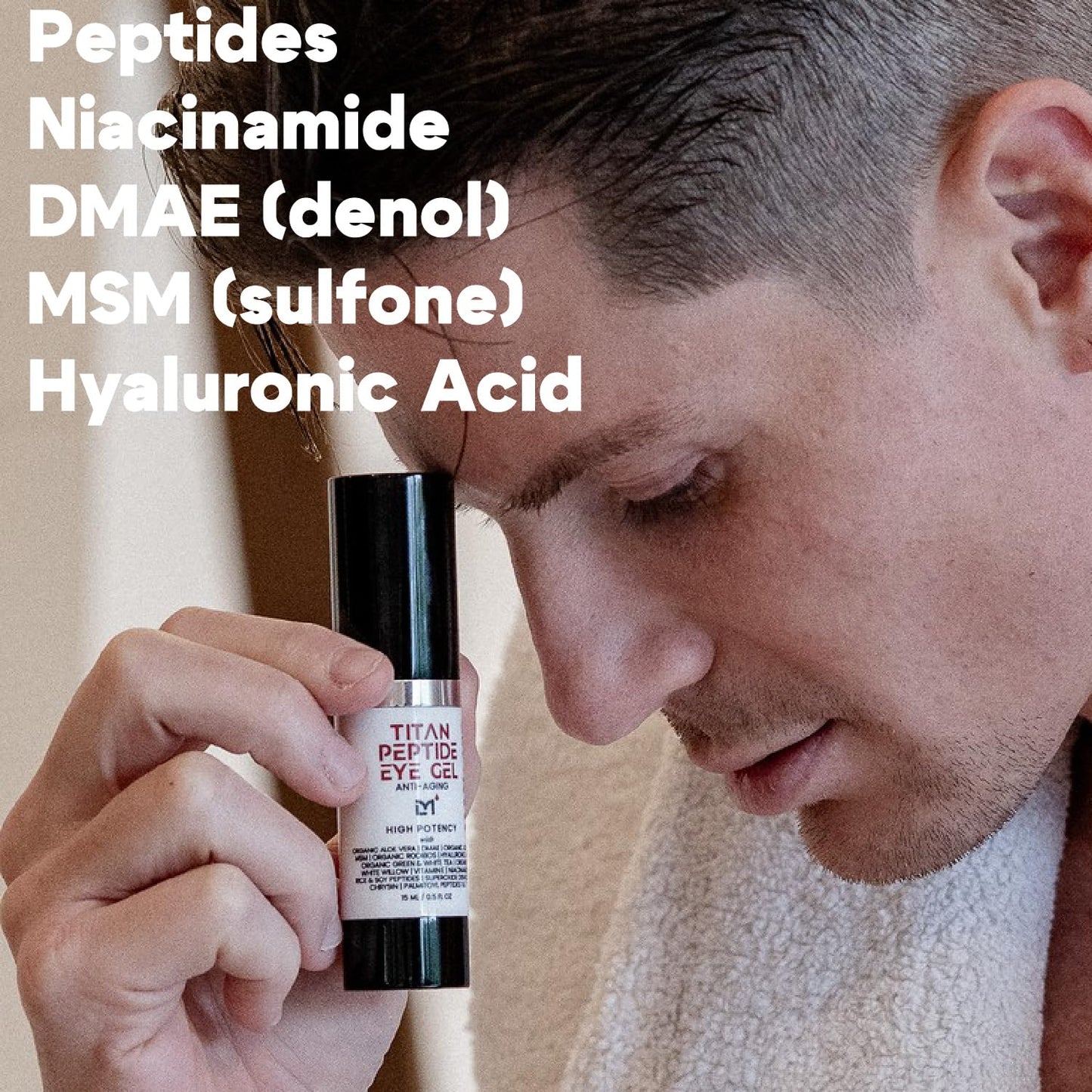 Man Labs Titan Peptide Cooling Eye Gel – Mens Eye Cream – Anti-Aging Bags & Dark Circle – Eye Bags Treatment for Men – High Potency – Puffy Eyes Treatment for Men – Peptides, HA, DMAE, MSM – Unscented