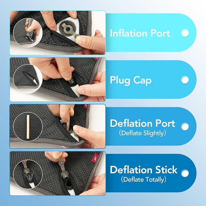 Air Inflatable Travel Seat Cushion, Portable Breathable Comfort Cushion, 56 Air Bubble Design for Airplane, Car, Office Chairs & Home Living – Lightweight & Ergonomic Support,18” x 16” (Grey)