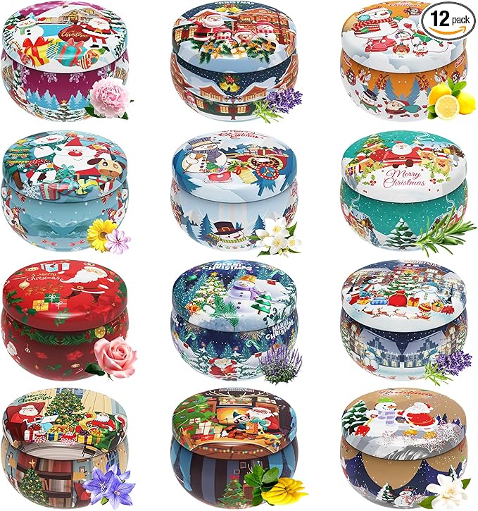 Christmas Gift Sets, Primevolve Scented Candles of 12 Bulk Home Aromatherapy Candles with Fragrances, Gift for Women, Candlelight Dinner Spa Bath