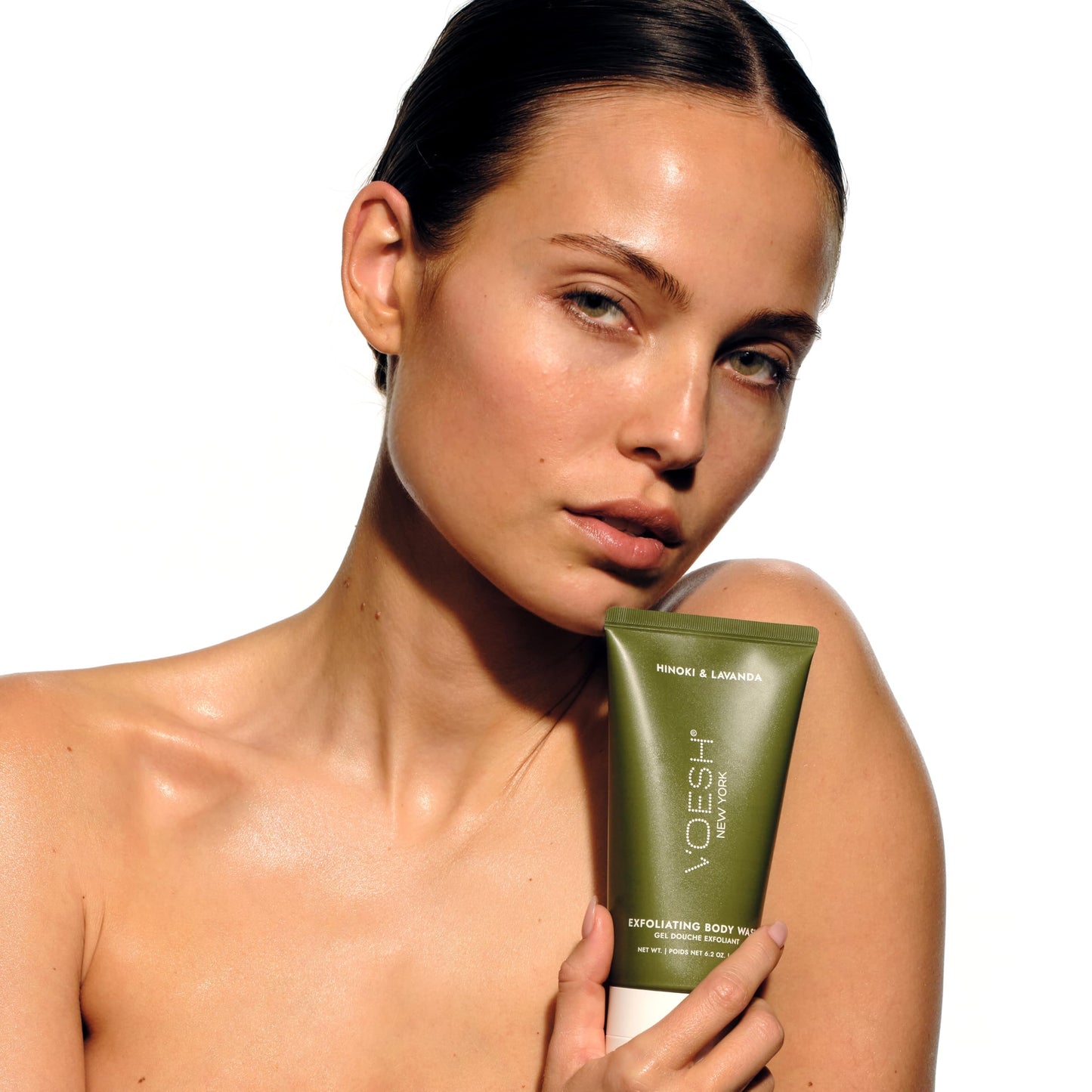 VOESH Exfoliating Sugar Scrub & Body Wash with Plant-Derived AHAs & Vegan Probiotics, K-Beauty Korean Skincare - Hinoki & Lavanda