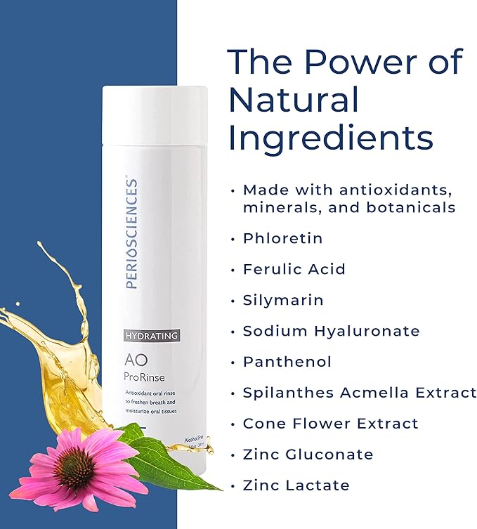 PerioSciences AO ProRinse Hydrating Oral Rinse with Antioxidants – Moisturizing Mouth Rinse for Gum Health & Oral Care – Fluoride-Free Mouthwash for Dry Mouth Sensations (10 Fl Oz / 300ml)