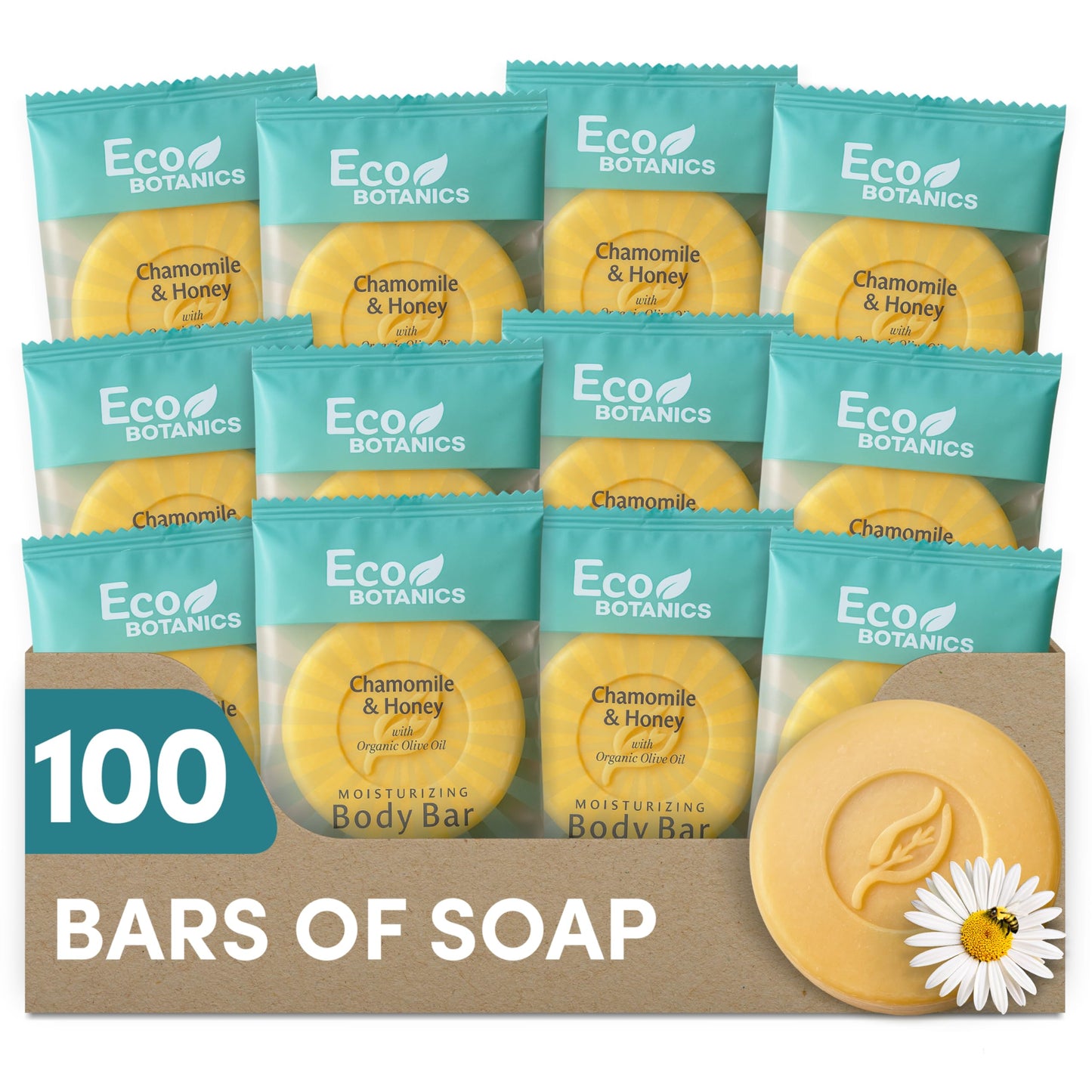 Eco Botanics Travel-Size Hotel Body Bar Soap, 0.89 oz (Case of 100)