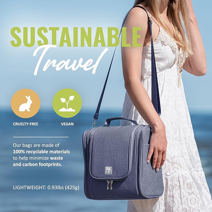 BOACAY Extra Large Hanging Travel Toiletry Bag for Women and Men, Makeup Bag, Bathroom & Shower Organizer Kit for Accessories, Cosmetics, Essentials