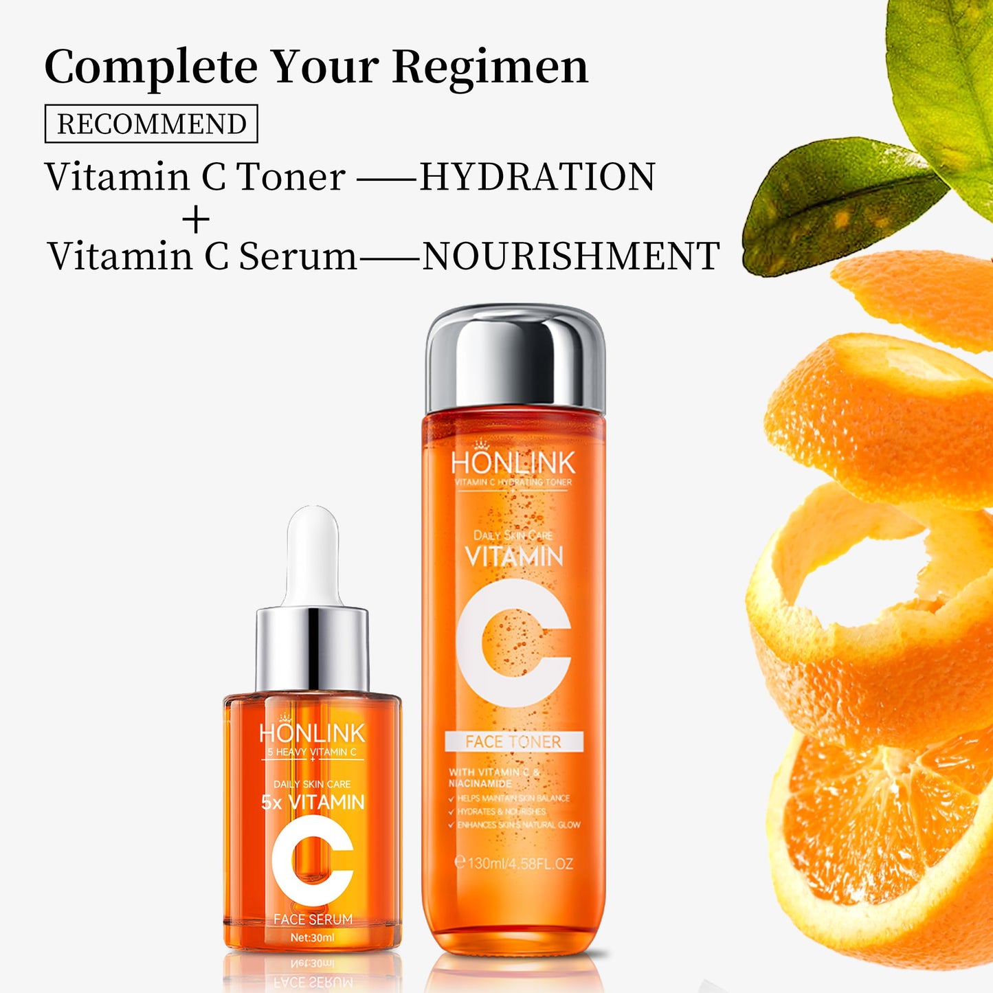 5X Vitamin C Toner HONLINK Facial Care Toner, Hyaluronic Acid Hydrating Facial Treatment for Even Skin Korean Tone, Safe Glowing Skin 130ml,K-Beauty,Tk Popular Skin Care Products, Women Gift