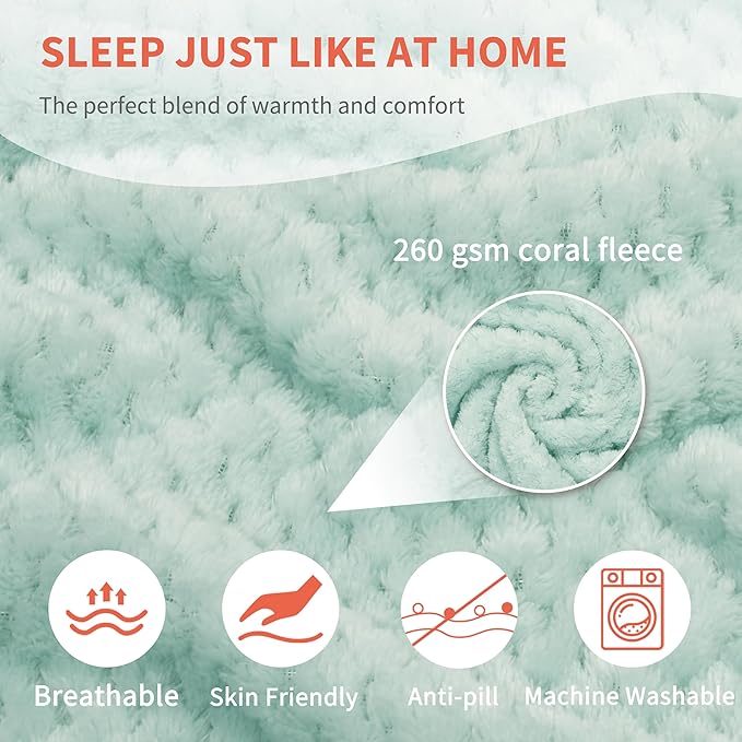 Tirrinia Travel Blanket Airplane Compact with Bag, Soft& Lightweight Wearable Blanket with Foot Pockets for Women Men Adults, Warm Snuggle Blanket, Airplane Travel Essentials,Travel Gifts for Her,Aqua