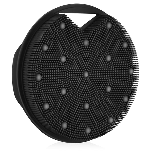 Canroom Lymphatic Brush Silicone Body Scrubber for Shower - Exfoliating Silicone Loofah with Zinc Infused and Stiff Massage Nodes，for Improving Skin Health and Reduces Acne-Black